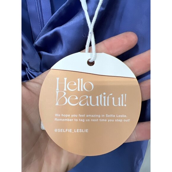 Selfie Leslie Cozumel Twist Bust Mini Dress Size Large Midnight Blue Party NEW - Picture 7 of 9